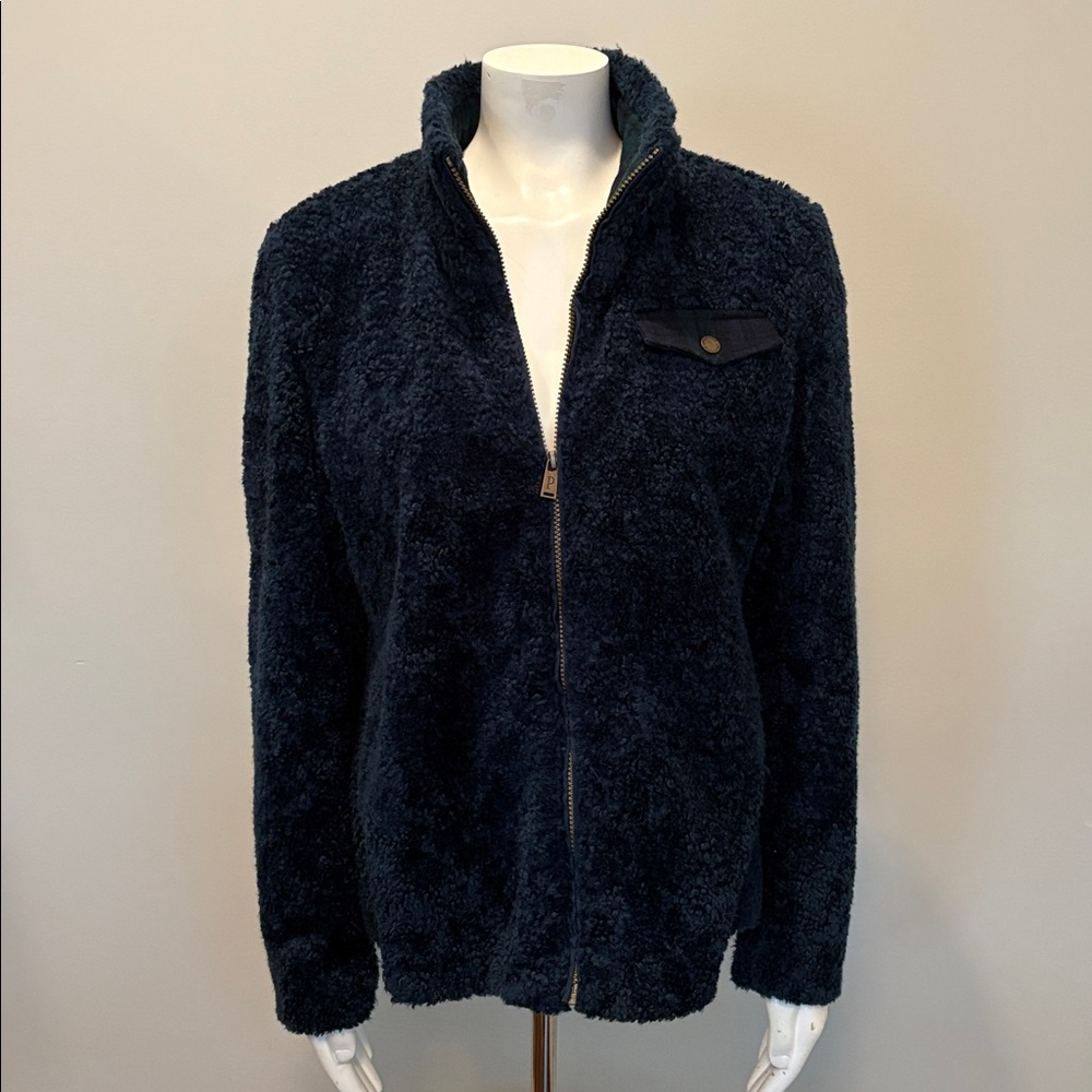 Pendleton Full Front Zip Furry Sherpa Teddy Fleece Jacket in Blue Size L Large